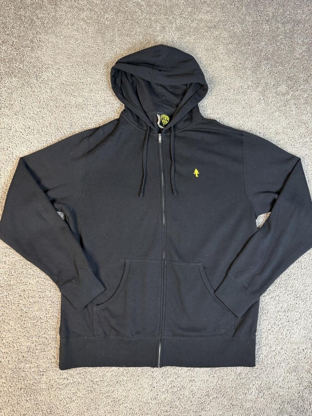 Gold's Gym Hoodie Mens XL Black Full Zip Hooded Pockets Fleece Embroidered Logo